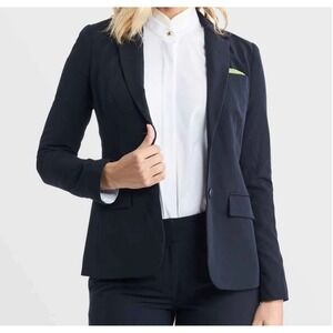 ICO Womens Navy Blue Two-Button Tailored Blazer Jacket Office Professional NEW